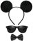 WickedFun® 3 Pcs Blind Mouse Costume Set, Mouse Ears Headband, Austin Dark Glasses & Black Bow Tie Fancy Dress Animal Costume World Book Day Birthday Party Accessories