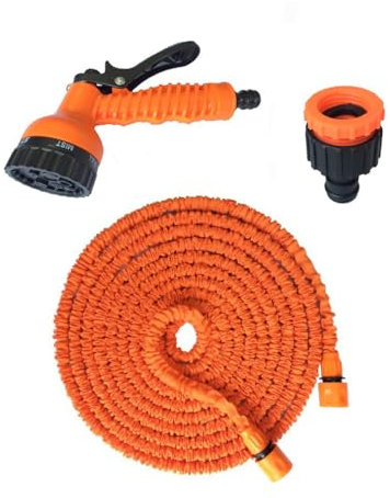 Werwing Gartenschlauch-Set mit Spritzpistole, 15 m langer Hochdruck-Wasserschlauch für Autowäsche, Gartenarbeit und Haustiere