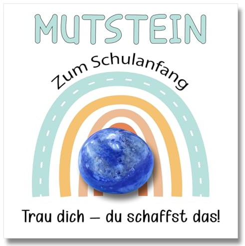 Mutstein Einschulung Geschenk, Glücksbringer Schultüte Füllung Junge | Mutmacher Glücksbringer Schulanfang mit Grußkarte Stoffbeutel, Schulkind 2026 Junge Geschenke