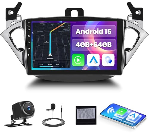 Android 15, 4G+64G GOHHDL Autoradio per Opel Corsa 2015-2019/Opel Adam 2013-2016 con Navi Carplay Android Auto, Schermo per Auto 2Din da 9 Pollici con GPS WiFi Bluetooth FM/RDS SWC Retrocamera&MIC