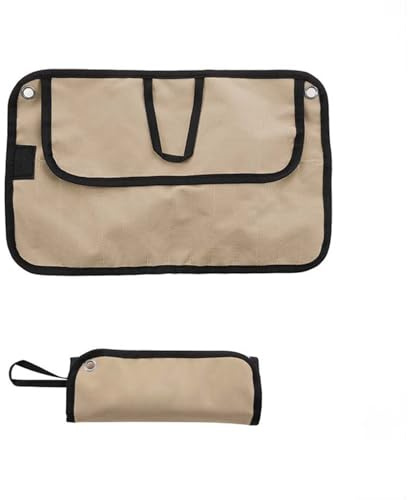 Tragbare Besteck-Aufbewahrungstasche, Oxford-Tasche, Rolltasche, Löffel, Gabel, Essstäbchen, Camping, Bestecktasche (Khaki)