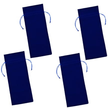 Veemoon 4 Stück Teiliges Flanell Weinbeutel in Blaublau mit Kordelzug Wiederverwendbare Flaschentaschen Dekorative Verpackung für Weinflaschen für Partys Hochzeiten und Geschenke