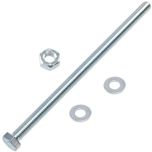 AERZETIX - Juego de 5 tornillos М8X150 mm con cabeza hexagonal + 10 arandelas M8x16 mm + 5 tuercas hexagonales M8 para bricolaje y fijación ligera | acero