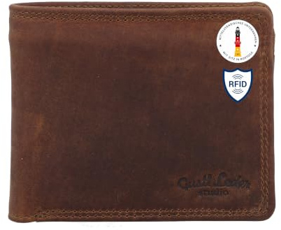 Gusti Leder Geldbörse Herren – Slim Wallet mit RFID-Schutz, Echtleder Portemonnaie für Herren mit Kartenfächern, verstecktem Fach für sichere Aufbewahrung, Münzfach, 12 Monate Garantie