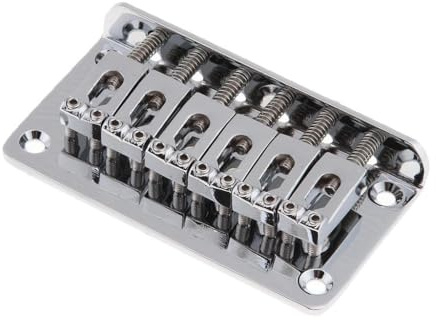 wueiooskj 78 mm Bassgitarrenbrücke, Ersatzteile für Gitarre und Ukulele, langlebig, inklusive Schraubenschlüssel für 6 saitige E Ukulelen Brücken.