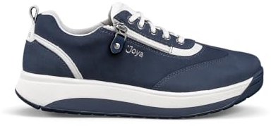 JOYA Laura Blue, komfortabler Damen Sneaker aus weichem Nubukleder mit Schnürung und seitlichem Reißverschluss, in elegantem Blau