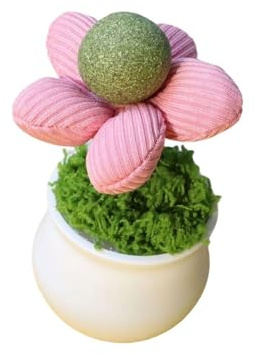 Shuade Fun Catnips Potted Plant Toy with Licking Ball for Kittens Entertaining for Indoor Use and Promoting Cats Teeth Health Indoor Cats Entertainment Toy