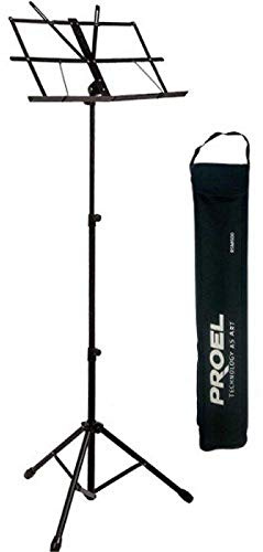 Proel RSM600 Leggio Musicale professionale in robusto acciaio tubolare con Borsa Trasporto, Nero Opaco