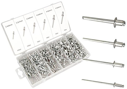 Lot de 400 rivets aveugles en aluminium, 400 rivets de 4 tailles différentes dans une boîte de rangement