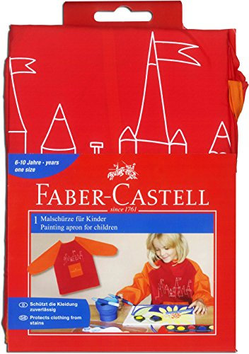 Faber-Castell Kinder-Malschürze , Rot / Orange, Schürze + Becher