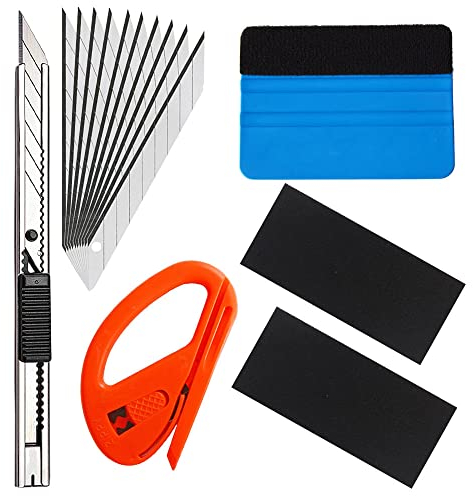 Gebildet Ensemble d'outils d'installation 3 en 1 pour l'emballage de fenêtres de Voiture Vinyle avec Couteau Utilitaire, Coupe-sécurité Snitty, Coupe-Papier PP.