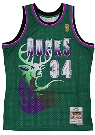 Mitchell & Ness Ray Allen #34 Milwaukee Bucks 1996-97 Swingman NBA Trikot Grün, S