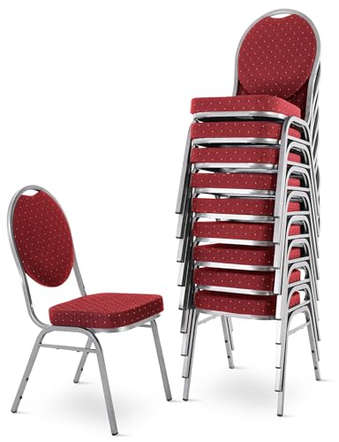 MACOShopde by MACO Möbel Stapelstuhl DAVID 10er Set - Rot, Stabil bis 150 kg, Gewerbequalität, Stapelbar für Konferenz, Seminar, Wartezimmer, Bankett, Theater, Oper, Schule/Uni, Gastro/Hotel