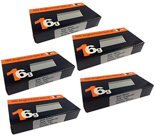 2500 Nails 32mm,38mm,45mm,50mm,64mm-16g Angled for Dewalt, Paslode, Hitachi