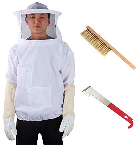 Yodensity professionelle Bienenzucht belüftet Set Jacke mit Schleier + Handschuhe + Schaber + Bienenpinsel für Imker