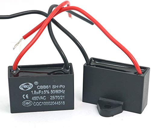 DollaTek 2Pcs CBB61 1.8uF 450V AC 50 / 60Hz Ventilateur Moteur En Courant Condensateur