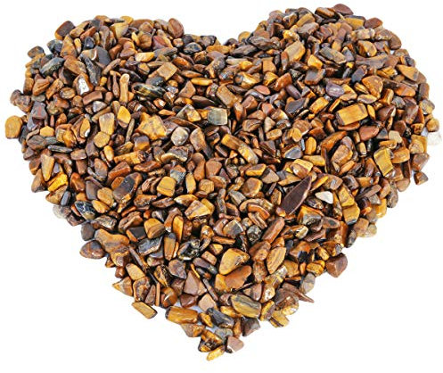 Nupuyai Pierre oeil de tigre polie de 0,5 kg - Pierre de cristal de guérison Reiki écrasée de forme irrégulière pour la décoration de la maison