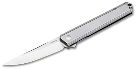 Böker Plus KWAIKEN FRAMELOCK Coltello con lama in acciaio D2 da 7,6 cm e impugnatura in acciaio inox da 10,8 cm 01BO269 per caccia, pesca, sopravvivenza e bushcraft + portabottiglie regalo