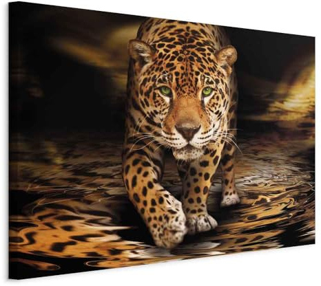 murando - Wandbilder XXL Tiere 90x60 cm 1 tlg - Wand Deko Vlies Leinwand Bilder Groß Wanddeko Wohnzimmer Schlafzimmer Kunstdrucke - Leopard Afrika g-A-0226-b-b