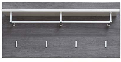 trendteam smart living - Line - Garderobenpaneel - Rauchsilber/Weiß - Kleiderpaneel mit Ablageboden, Kleiderstange und 4 Kleiderhaken - (BxHxT) 80 x 40 x 28 cm - silberfarbene Kleiderstange und Haken
