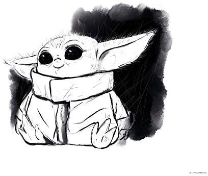 Komar Star Wars Mandalorian The Child Sweet Black White | Baby Yoda, Dekoration, Wandbild, Poster, Kunstdruck | Größe 50 x 40 cm | ohne Rahmen | WB-SW-011-50x40, Schwarz, Weiß, 50 x 70 cm