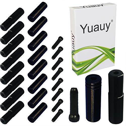 Yuauy (Total 24 PCS 8 PCs 5mm Black Alloy Road Mountain Bicycle Bike Brake Cable Tips Caps End Crimp + 8 PCs 4mm Shift Derailleur Cable Tips End + 8 PCs Cable End Crimps