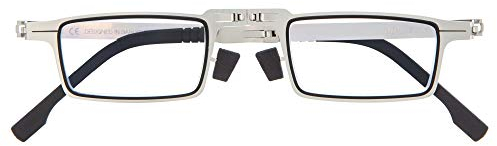 DIDINSKY Graduierte Zusammenklappbare Lesebrille für Männer und Frauen. Presbyopie-Brille mit Metallrahmen und Blaulichtschutzgläsern. Graphite +2.0 - MET SQUARE
