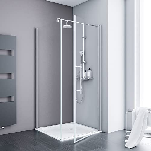 Schulte Duschkabine Alexa Style 2.0 Drehtür mit Seitenwand, inklusive Duschwanne 90x90 cm, Sicherheitsglas ESG klar hell inkl. Fixil-Glassiegel, EP3215065 01 500 26