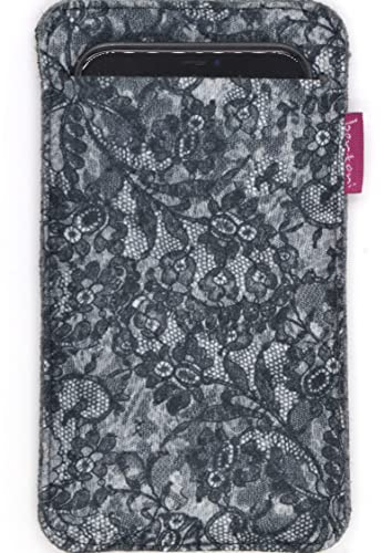 Bertoni Handytasche aus Filz kompatibel mit iPhone 14/14 Pro/13/13 Pro/12 Pro/12/11/X/XR/XS, Galaxy S23/S22/S21/S20/S10/S9/S8/A40, P30, P20 Grau Design Handyhülle Smartphone-Tasche (Konstanz)