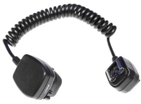 TTL Flash Sync Cable to fit Panasonic Lumix Cameras and Flashguns. 1.2m Coiled Cord, Tripod Mount and Locking Hot Shoe Connector.