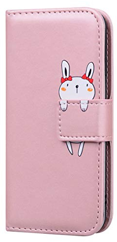 Auslbin Coque Est Compatible avec Xiaomi Redmi 9T,Etui Redmi 9T Cuir avec Magnetique,Housse Protection pour,Lapin Rose