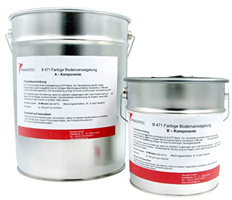 MANADATEC 2k Epoxidharz Bodenbeschichtung 1kg I RAL 7023 Betongrau I Lösemittelfrei, Umweltfreundlich & Geruchsneutral I Beschichtung für Garagen- & Kellerböden I Hohe Schlagfestigkeit