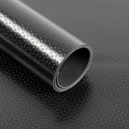PVC Bodenbelag Dots - Gummimatte - Stärke: 2mm - Noppenmatte Antirutschmatte - Rutschfest und unempfindlich gegen Flüssigkeiten & Schmutz - Universell einsetzbar (120 x 350 cm, Schwarz)