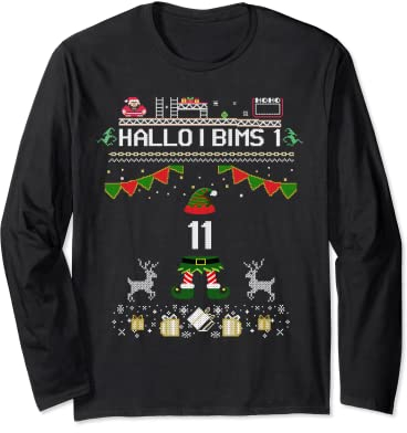Lustiger Weihnachtself für Gamer Elf 11 gaming I Bims 1 nerd Langarmshirt