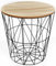 Optimal Products Retro Black Metal Wire White Marble Top Storage Side Table Basket Home Furniture UK (Wood Top)