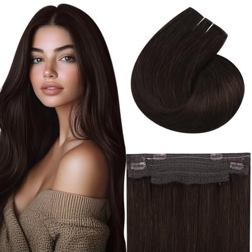 Vivien Extensions Echthaar Draht Braun Invisible Wire Extensions Echthaar Dunkelstes Braun Menschliches Haar Lang 20 Zoll 100g