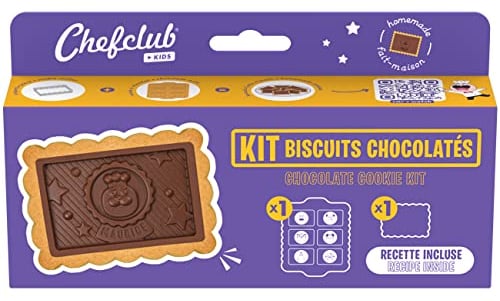 Chefclub - Kit Les Biscuits Chocolatés - Moule à chocolat - Emporte-Pièce - Recette Cuisine Enfant, Jaune