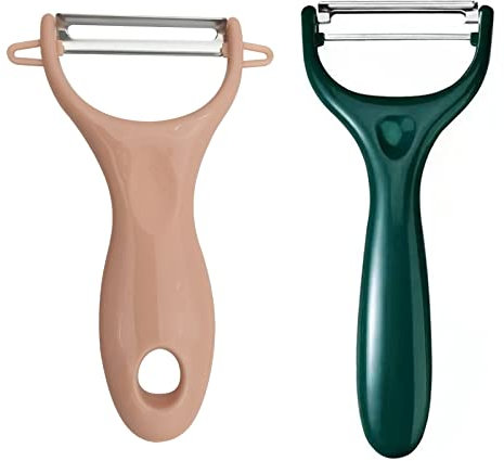 2 Pack Fruit Peelers Vegetable Peelers With Durable Non-Slip Handle & Stainless Steel Sharp Blade, Y-Shaped Potato Peelers Cabbage Peelers Carrot Peelers Apple Peelers Lemon Peelers (Pink & Green)