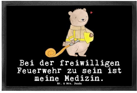 Mr. & Mrs. Panda 40 x 60 cm Fußmatte Freiwillige Feuerwehr - Geschenk, Fußabstreifer außen, Türvorleger, Eingangsteppich, Auszeichnung,