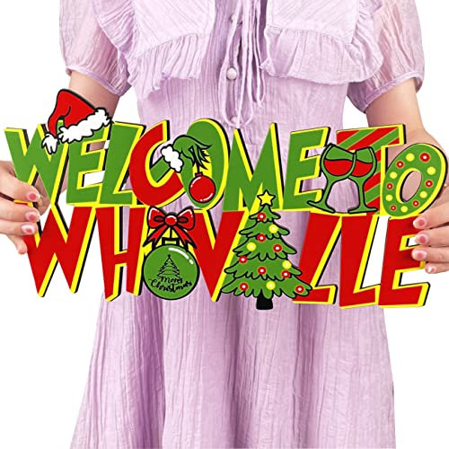 Zhynice Merry Christmas Wooden Hanging Signs - Christmas Tree Ornaments & Front Door Decorations for Indoor/Outdoor Parties