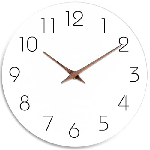 Mosewa Wanduhr, 40,6 cm, leise, Nicht tickende Wanduhren, batteriebetrieben, Schlichte, minimalistische Holzuhr, dekorativ für Küche, Zuhause, Schlafzimmer, Wohnzimmer, Büro (40,6 cm weiß)