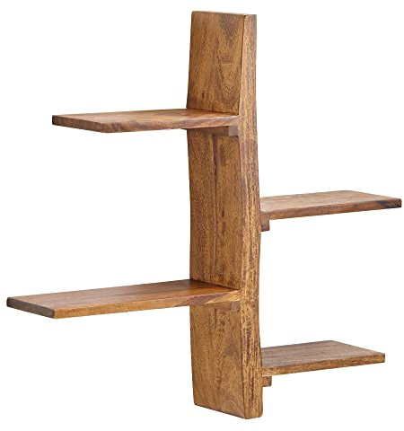 möbelando Wandregal 528 aus Sheesham in Braun. Abmessungen (LxBxH) 58x15x60 cm