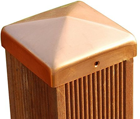 Pfostenkappe Kupfer Pyramide für Holzpfosten Pfosten inkl. Kupfer-Nägel Zaunkappe Zierkappe (für Pfosten 8x8 cm (Innenmaß ca. 81x81 mm))