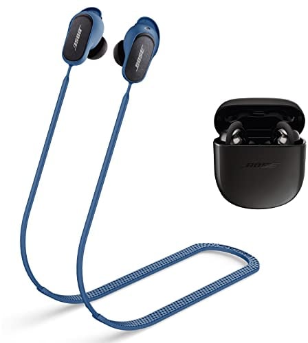 WOFRO Anti-Lost Strap for Bose QuietComfort Earbuds II, Sports Soft Silicone Lanyard Accessories Compatible with New Bose QC Earbuds 3 Neck Rope Cord (Blue)