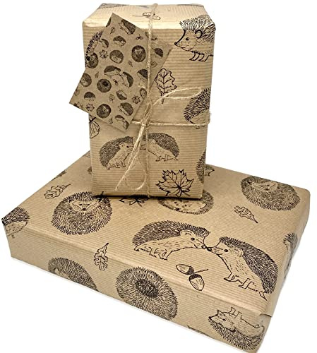 Igel-Geschenkpapier Igel Kraftpapier 2 Bögen 2 Etiketten Igel