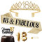 Jonvell 18.Geburtstag Schärpe und Tiara für Mädchen Gold Geburtstag Schärpe Tiara Krone Geburtstag Kerzen Kuchen Topper für 18.Geburtstag Geschenke Geburtstagparty Deko Zubehör für Mädchen