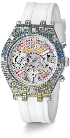 GUESS Damen Analog Quarz Uhr mit Silikon Armband GW0407L4