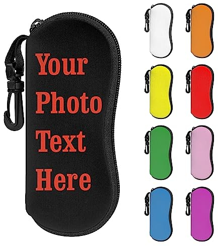 Personalisiertes Brillenetui für Damen, Herren, Kinder mit Ihrem Fototext, personalisiertes Sonnenbrillenetui, weiches, tragbares Neopren-Sonnenbrillenetui, schützendes Brillenetui, Geschenk