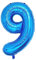 Ponmoo Foil Globo Número 9 Azul 40 (101cm), Inflable Helio o aire, Gigante Numeros 0-9, 10-19, 20-29, 30-100, Grande Globos Decoración para La Boda Aniversario y Cumpleaños Fiestas