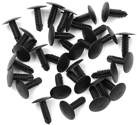 Lot de 30 rivets en plastique pour pare-chocs de voiture avec trou de 5 mm Noir